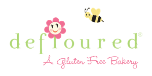 The logo of defloured- a gluten free bakery