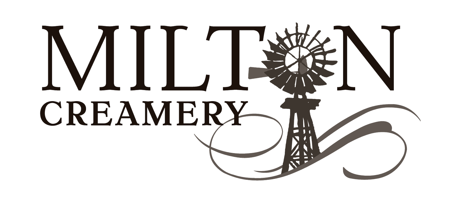 The logo of Milton creamery