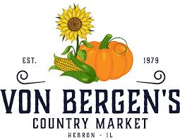 The logo of von bergens country market - hebron illinois