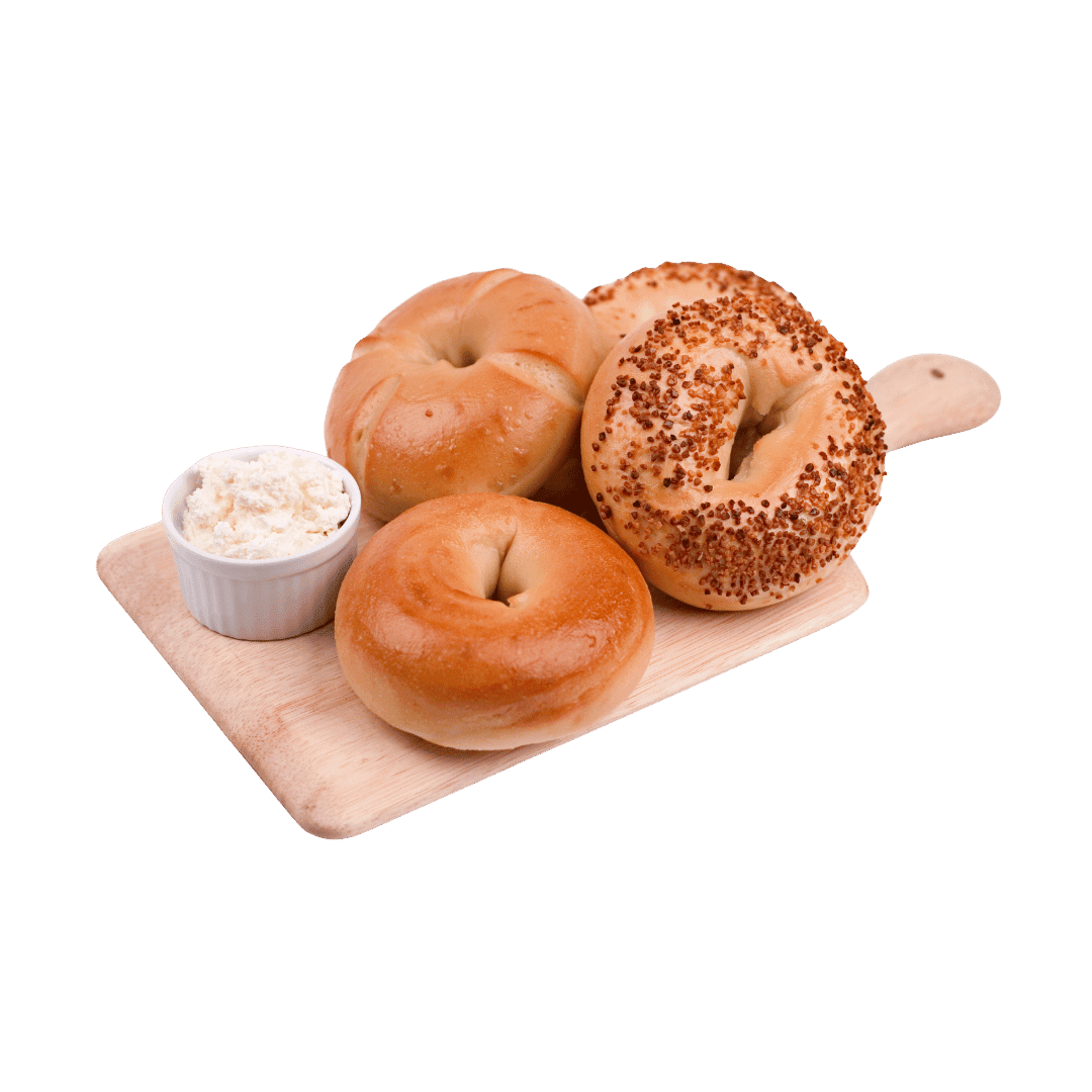 Bagels on a cutting board