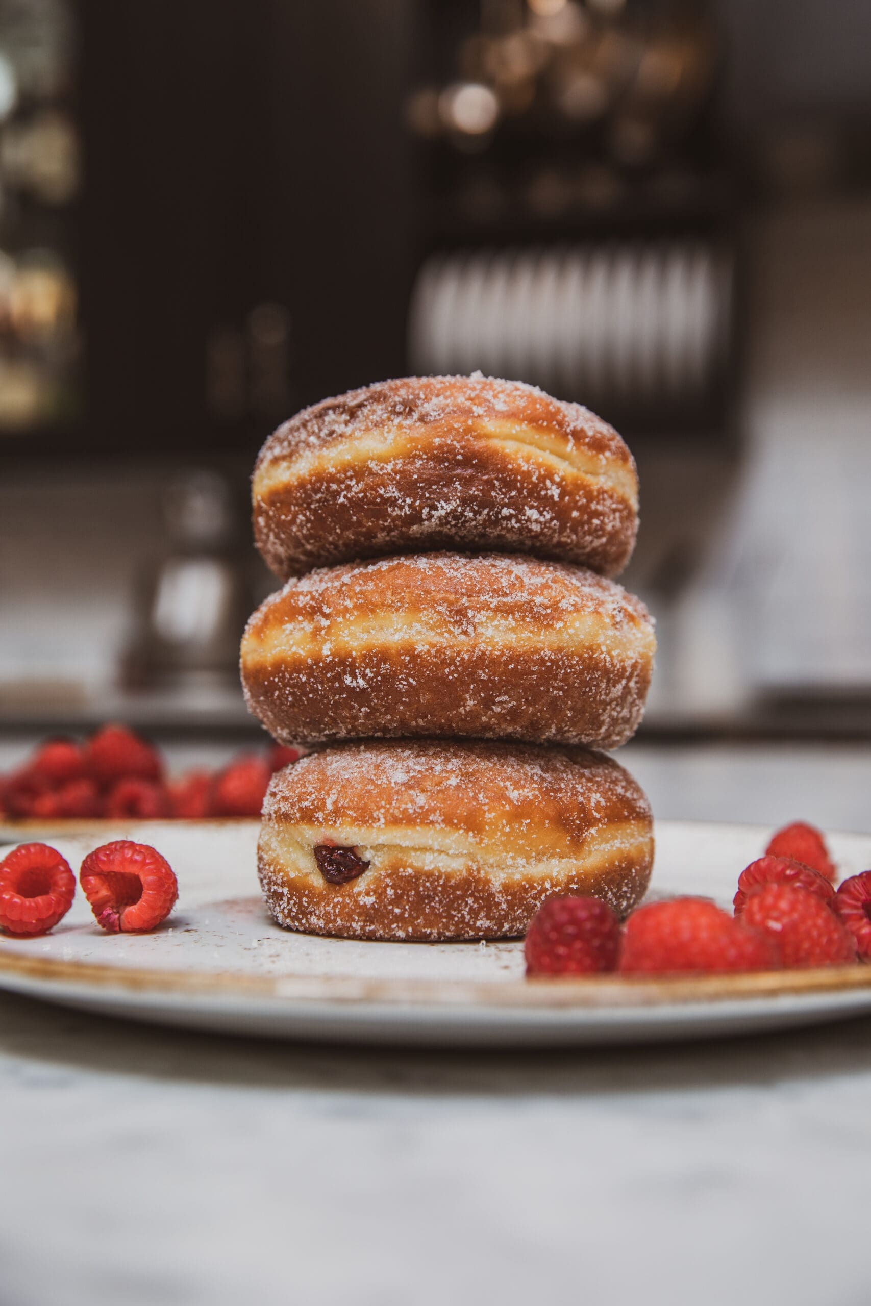 Raspberry-filled paczki at Sunset Foods